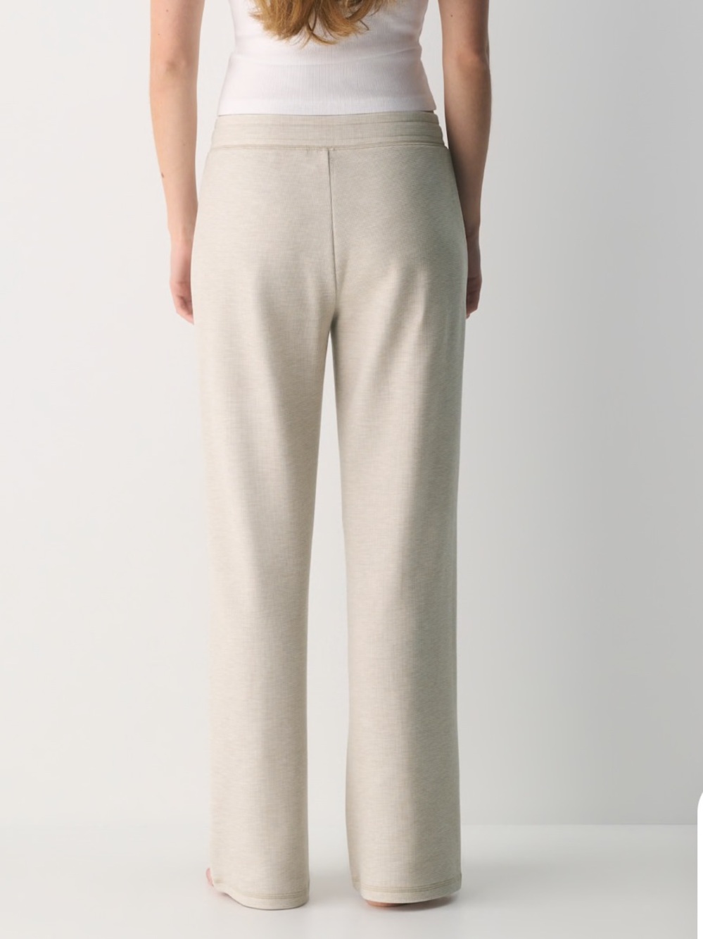 Aritzia TNA Wafflex Marks Pant Heather Ecru Wide Leg Lounge Pants L - Picture 9 of 11